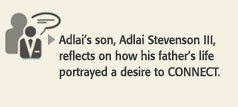Adlai's son reflects button